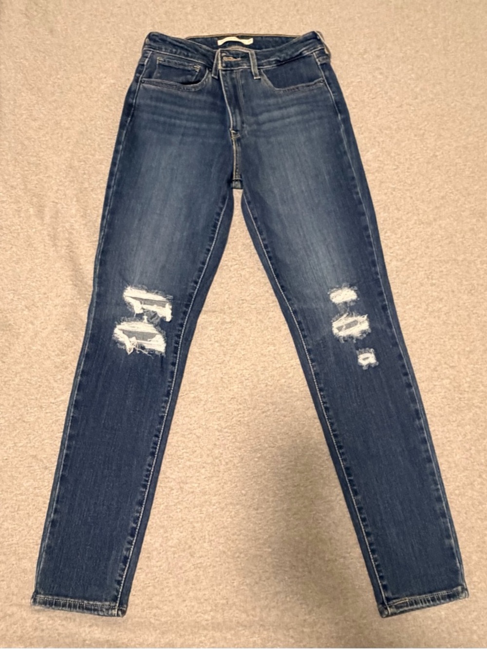 Levi's Dark Blue Distressed Skinny Jeans